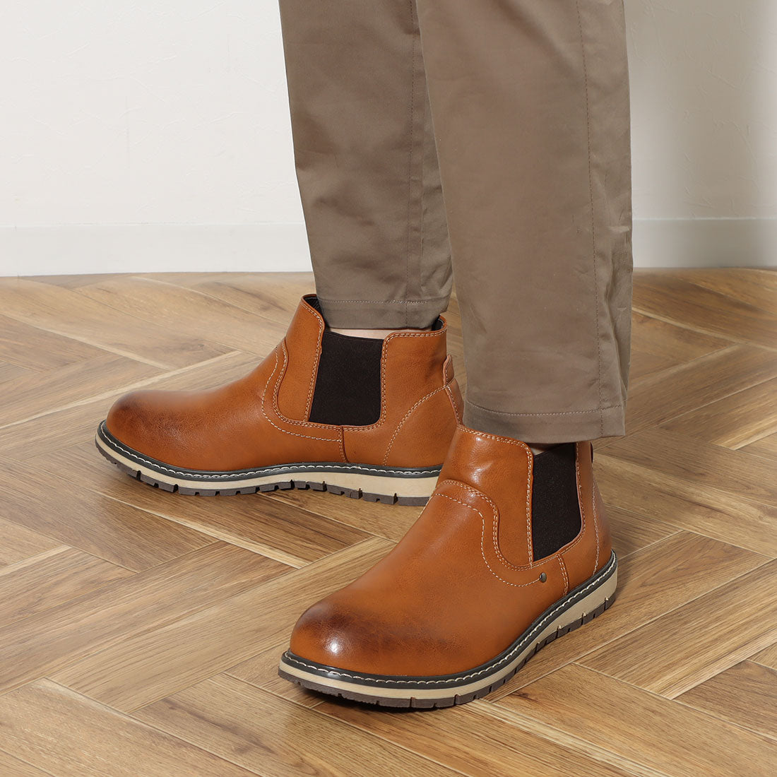 リベルト エドウィン LiBERTO EDWIN サイドゴアブーツ メンズ ブーツ 防水 レインブーツ レインシューズ ショートブーツ ワークブーツ (ブラック) ブラック