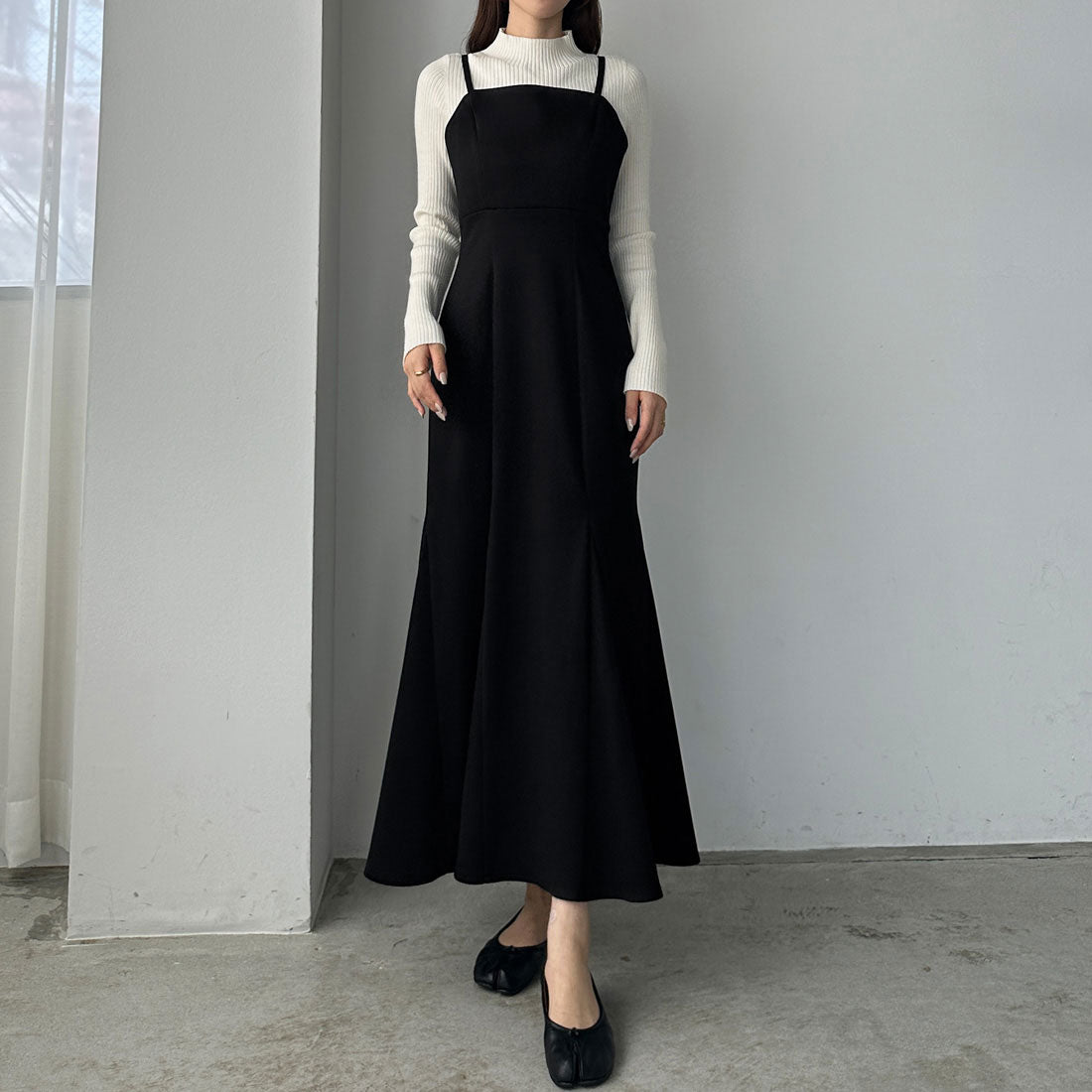 ルエレ Louere Louere ウォームマーメイドリボンキャミワンピース【秋冬もっちり素材】