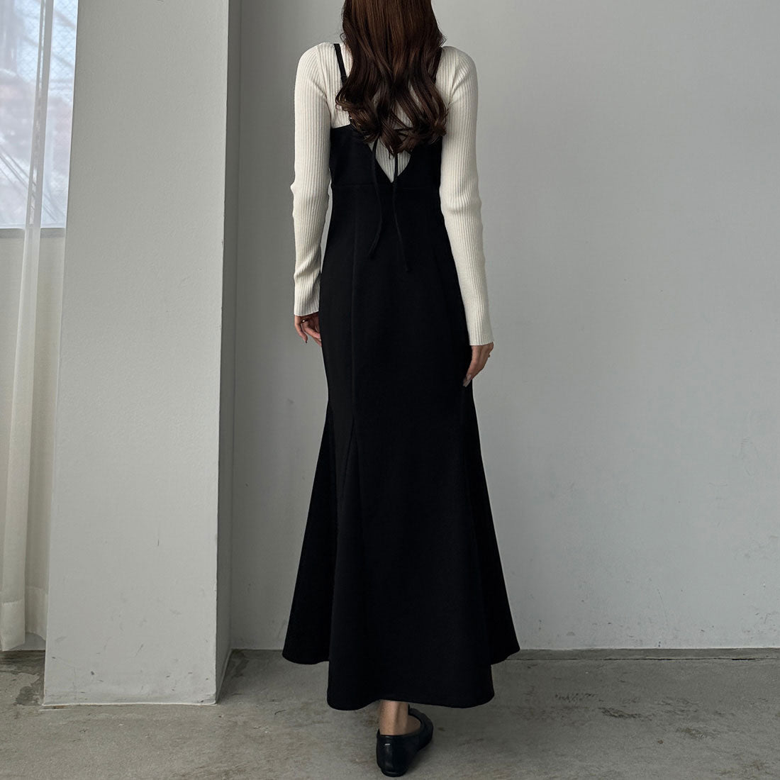 ルエレ Louere Louere ウォームマーメイドリボンキャミワンピース【秋冬もっちり素材】