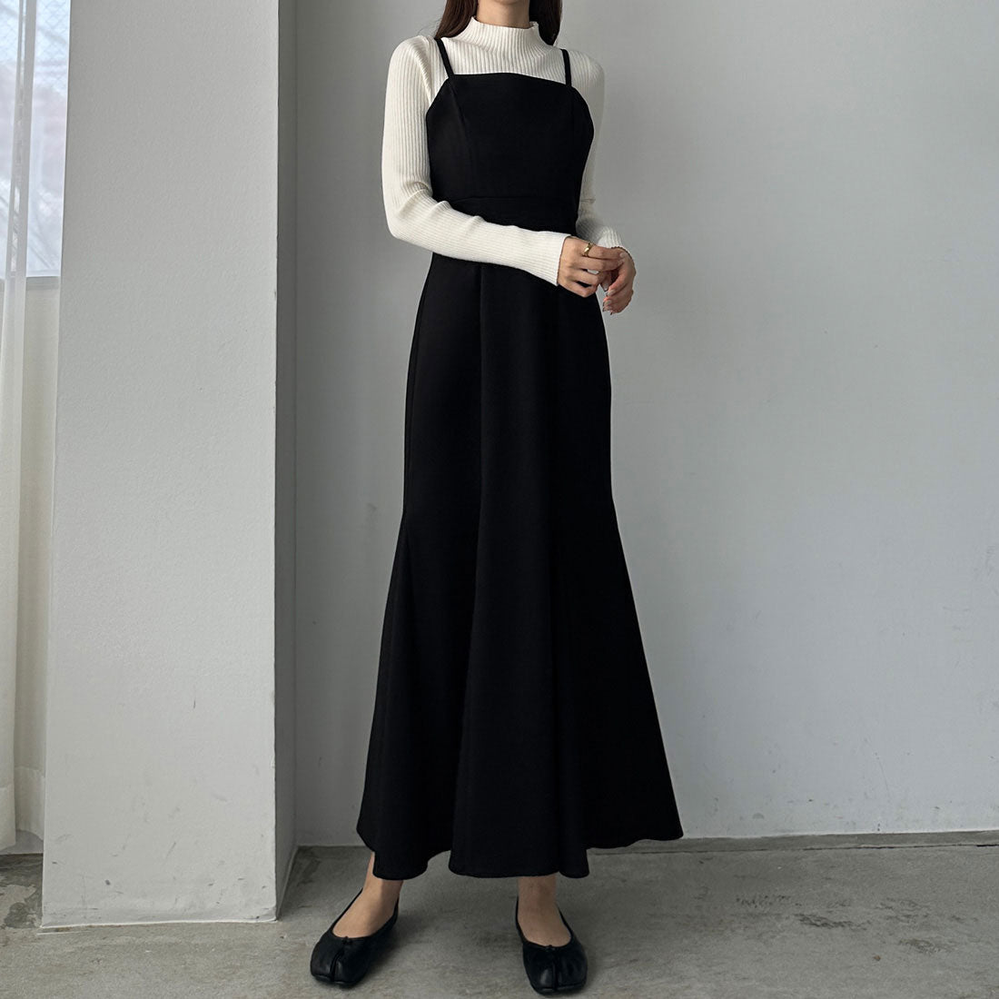 ルエレ Louere Louere ウォームマーメイドリボンキャミワンピース【秋冬もっちり素材】