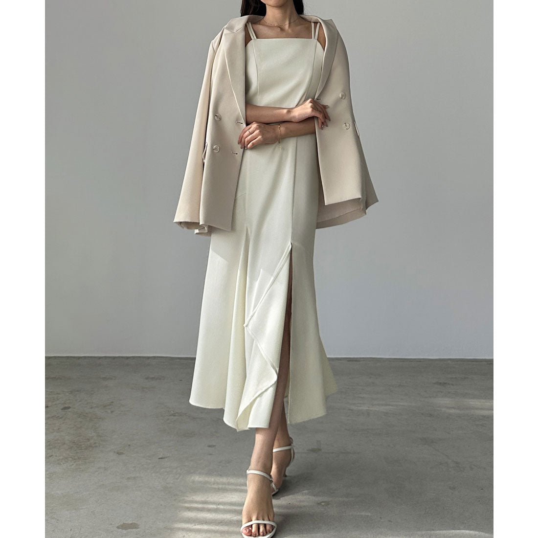 ルエレ Louere Louere イレヘム深スリットマーメイドキャミワンピース (アイボリー) アイボリー