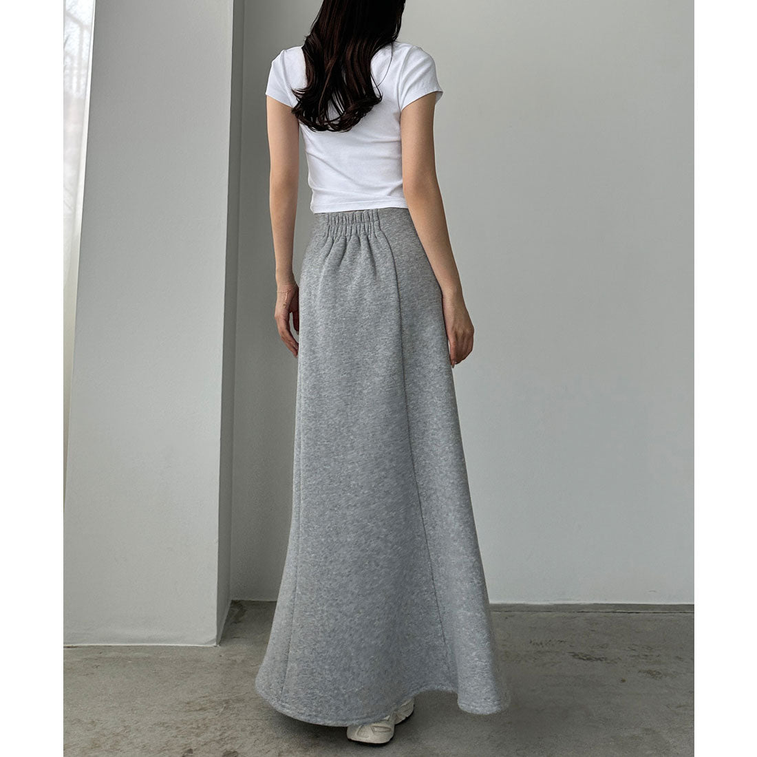 ルエレ Louere Louere 裏起毛スウェットショートパーカー+スリットマーメイドスカートSET (杢グレー) 杢グレー