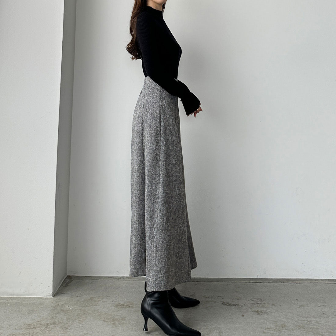 ルエレ Louere Louere ツイードハイウエストラッフルフレアスカート