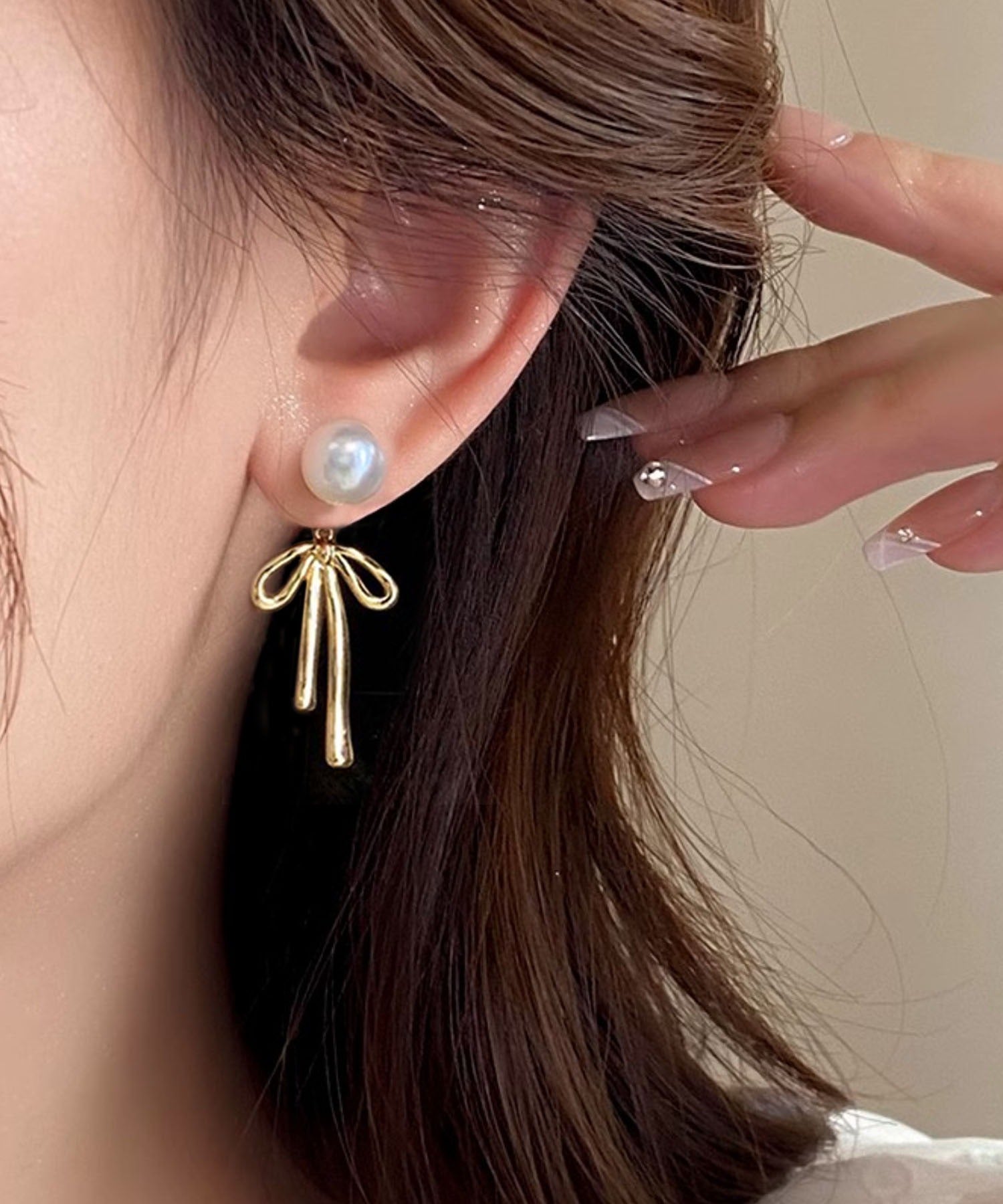 レジャ Leja 2wayパールリボンゴールドピアス結婚式 お呼ばれピアス 二次会 同窓会 お呼ばれ オケージョン 20代 30代 40代 (GOLD) GOLD