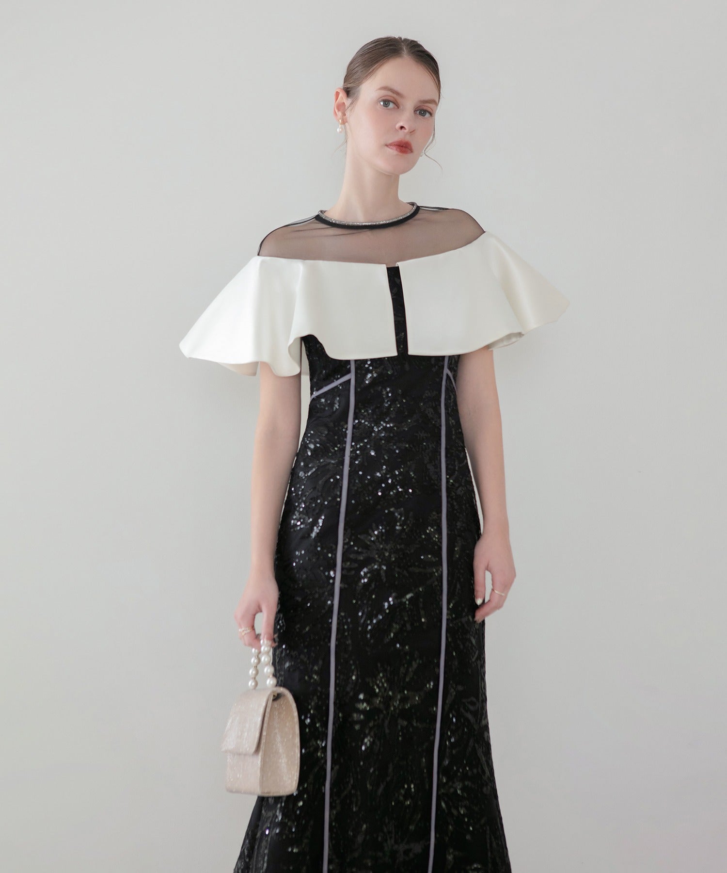 レジャ Leja ストーンラインシアービッグフリルマーメイドドレス美脚効果結婚式 パーティードレス 成人式 二次会 同窓会 お呼ばれ オケージョン 20代 30代 40代 (BLACK) BLACK