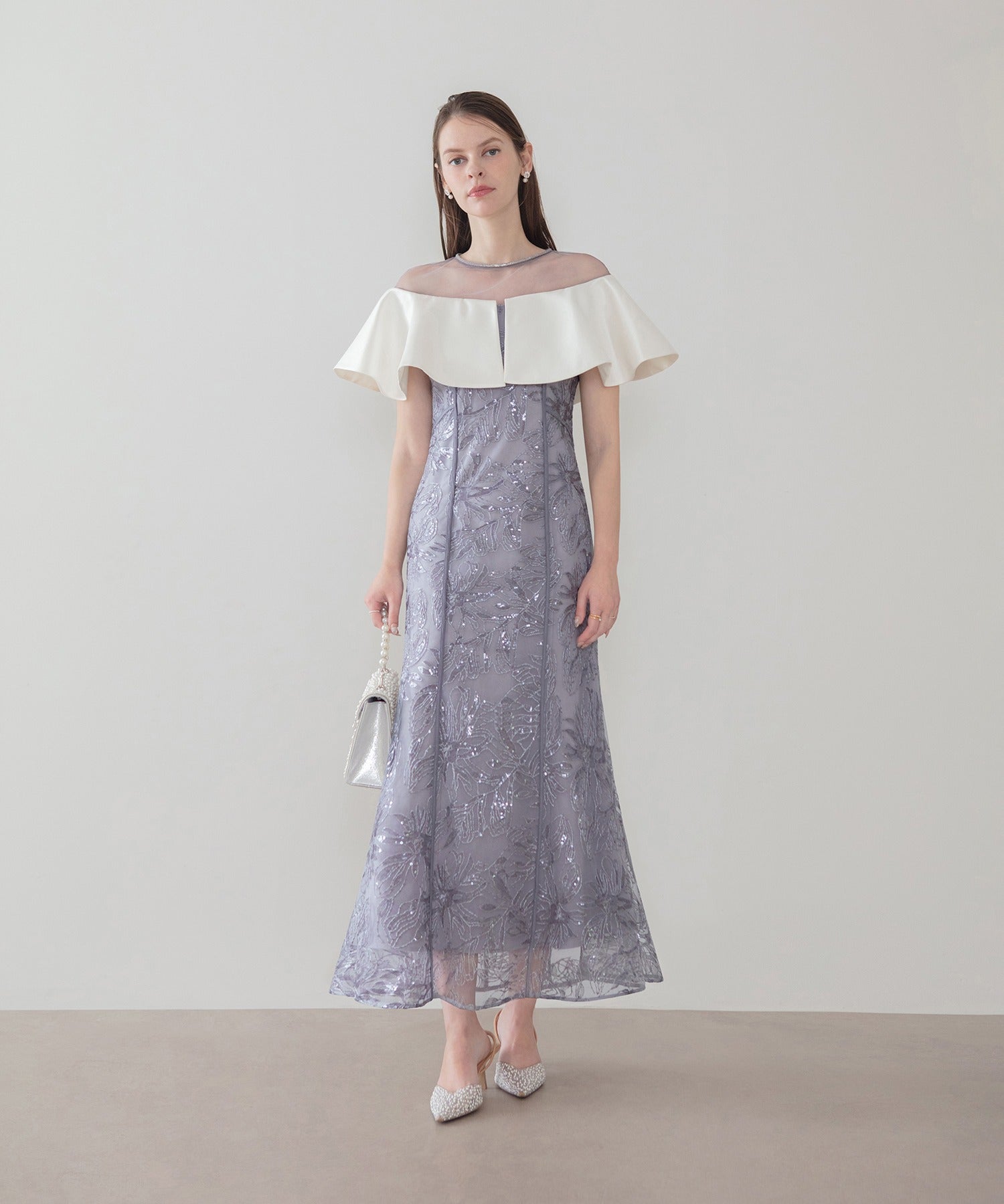 レジャ Leja ストーンラインシアービッグフリルマーメイドドレス美脚効果結婚式 パーティードレス 成人式 二次会 同窓会 お呼ばれ オケージョン 20代 30代 40代 (GRAY) GRAY