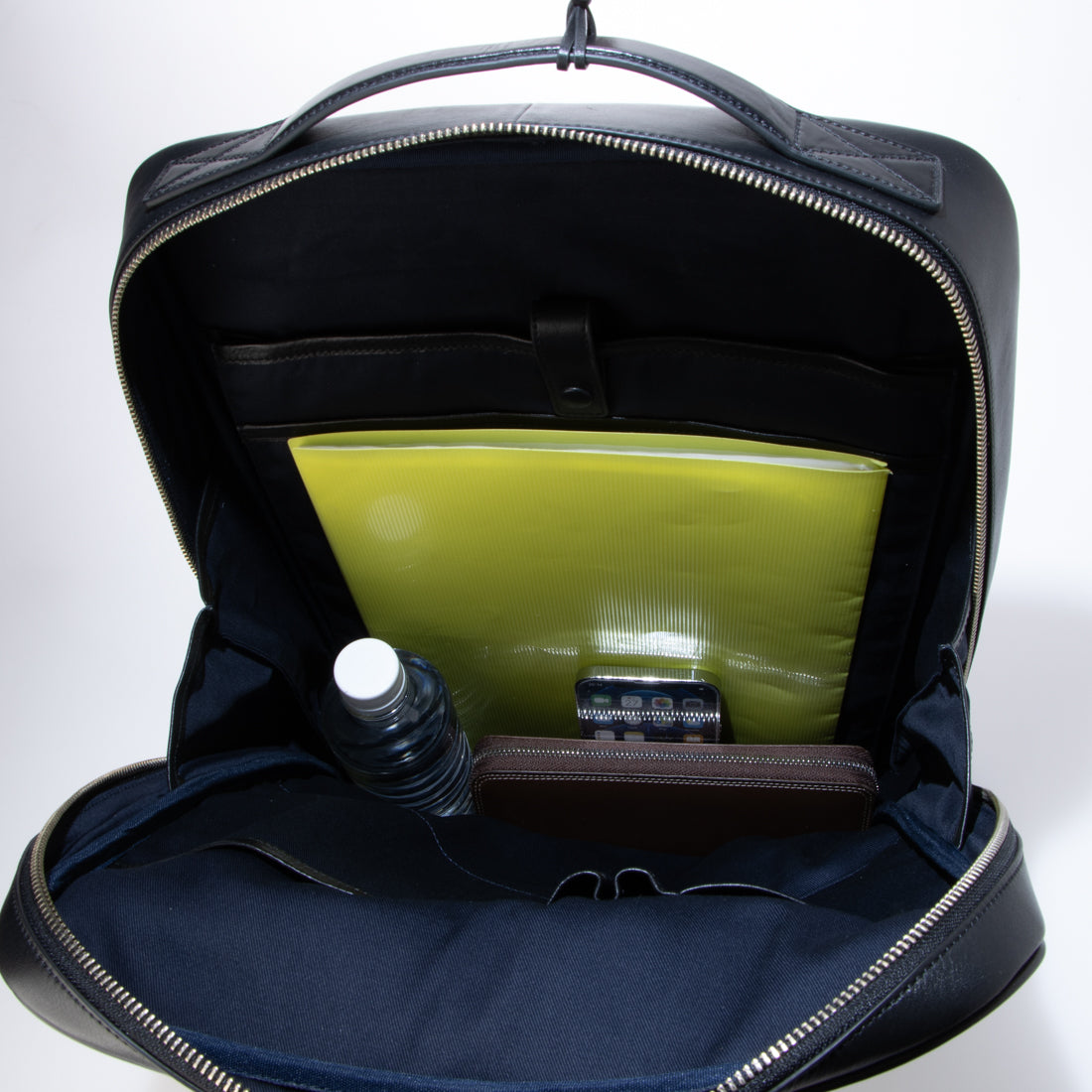 Leather Laboratory Waterproof Leather Backpack Business Large Size with Metal Zipper