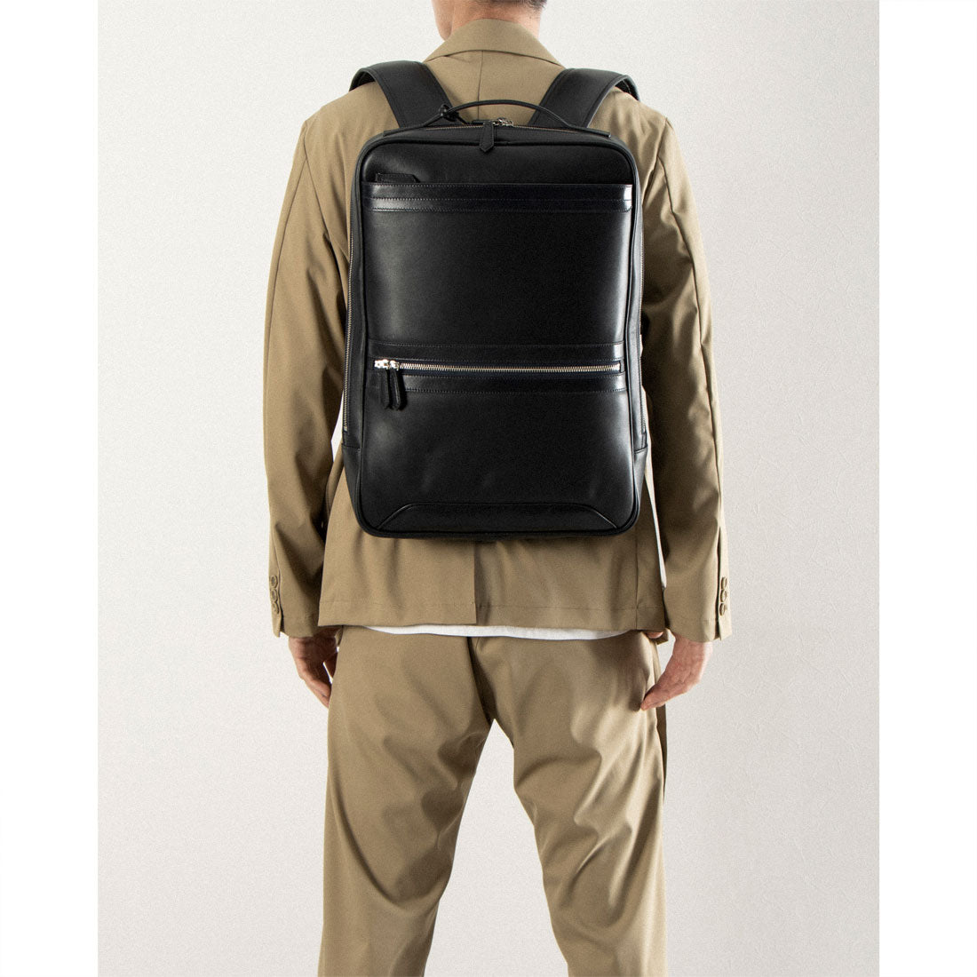 Leather Laboratory Waterproof Leather Backpack Business Large Size with Metal Zipper