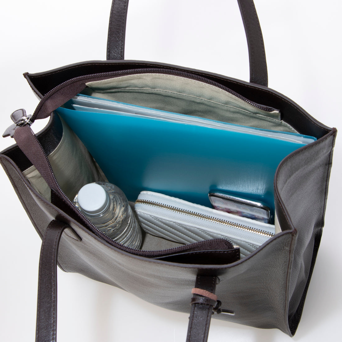 レザーラボラトリー Leather Laboratory 本革 レディー縦型 トート バッグ 底板付き (DBROWN) DBROWN