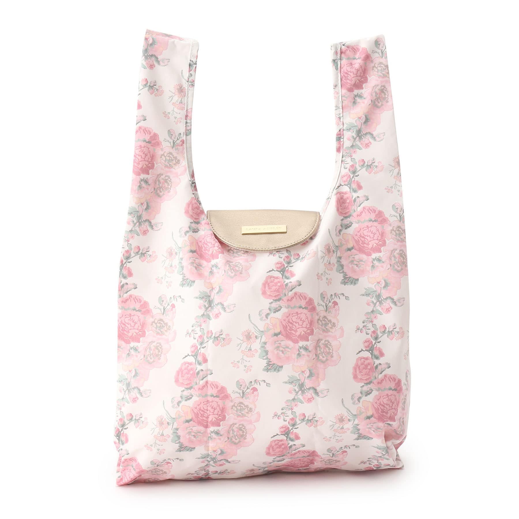 ローラ アシュレイ LAURA ASHLEY ホーリーホックス柄 パッカブルマイバッグ (アイボリー) アイボリー(104)