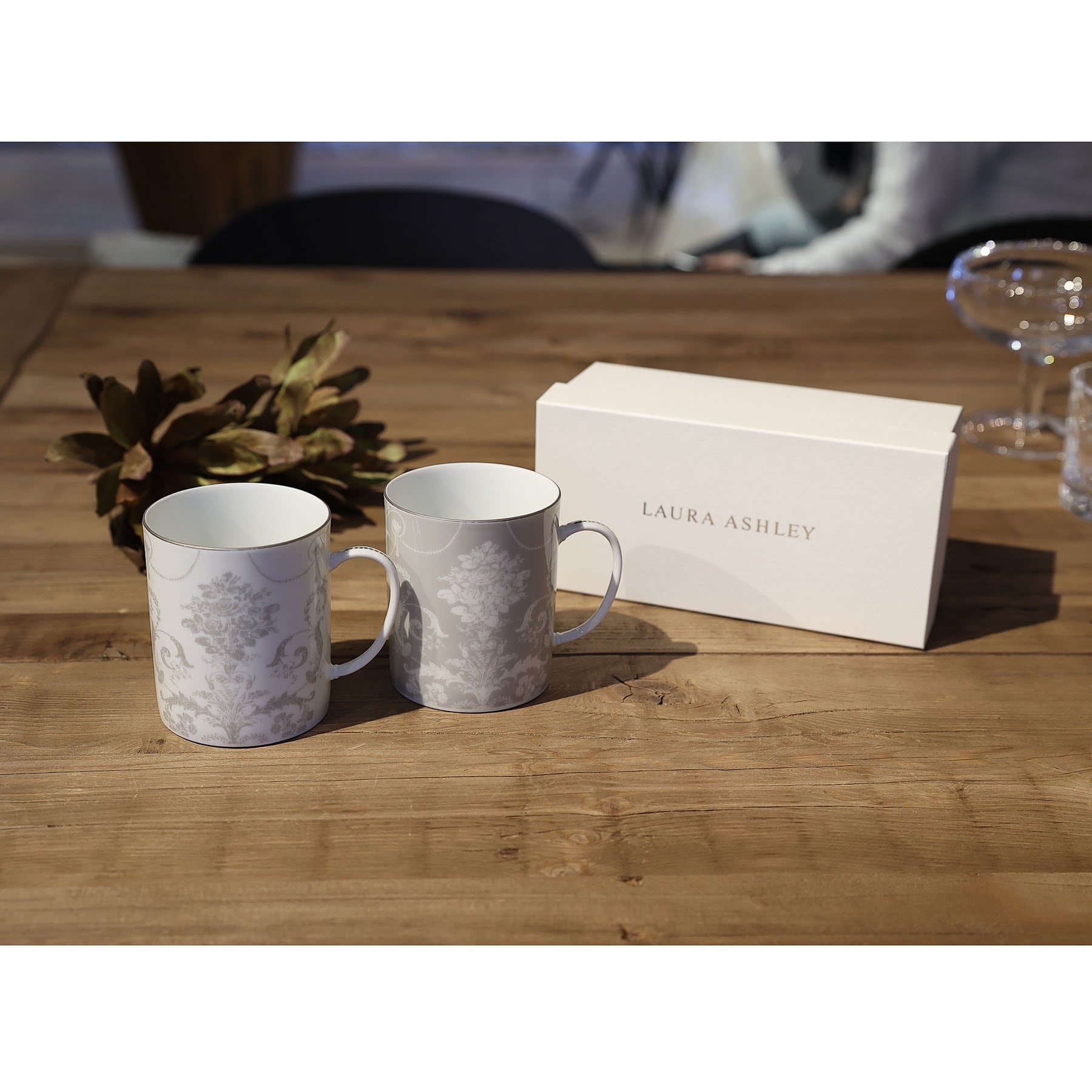ローラ アシュレイ LAURA ASHLEY ジョゼット柄 ペアマグカップ【返品不可商品】 (ライトグレー) ライトグレー(111)