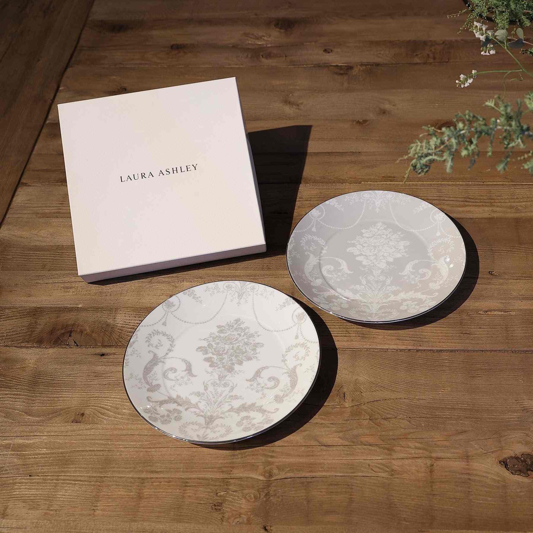 ローラ アシュレイ LAURA ASHLEY ジョゼット柄 プレートペアセット【返品不可商品】 (ライトグレー) ライトグレー(111)
