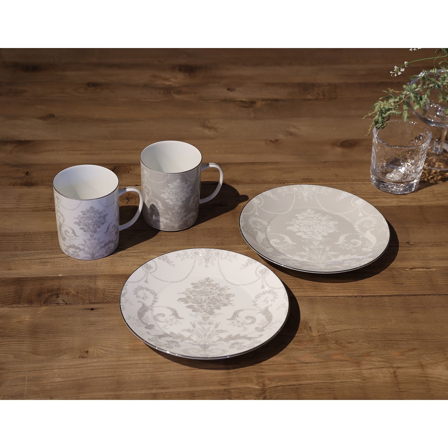 ローラ アシュレイ LAURA ASHLEY ジョゼット柄 プレートペアセット【返品不可商品】 (ライトグレー) ライトグレー(111)