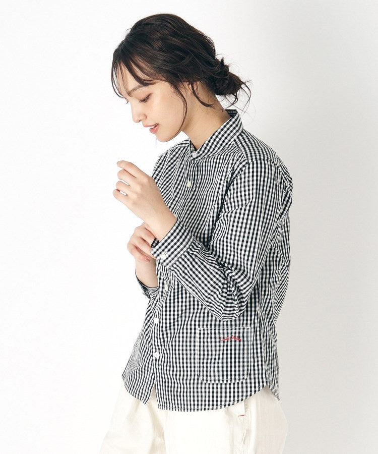 ローラ アシュレイ LAURA ASHLEY 【Lサイズあり/日本製/ワンマイルウエア】丸衿ロゴ刺しゅうシャツ (ブラック(219)) ブラック(219)