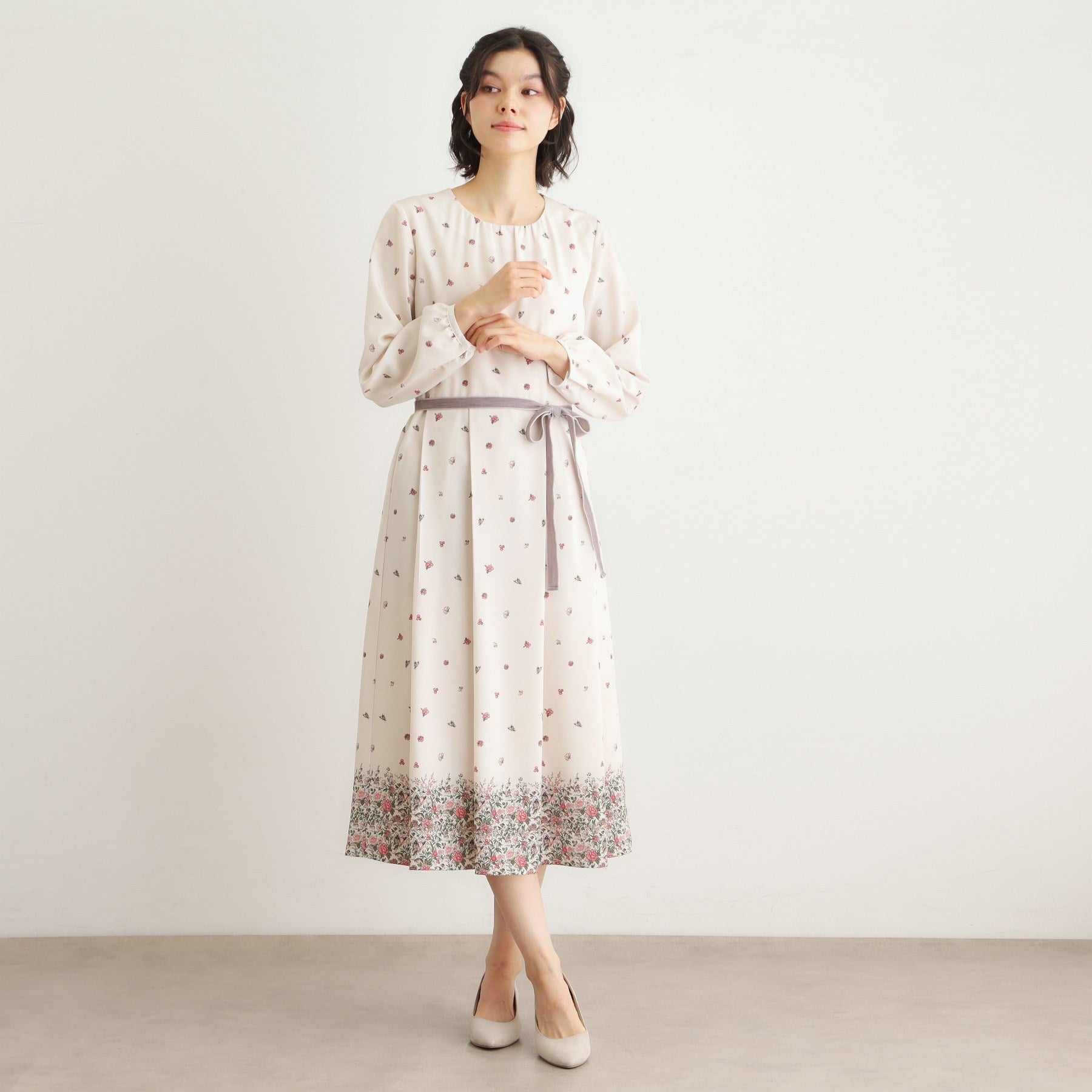 ローラ アシュレイ LAURA ASHLEY 【洗える/同柄アイテムあり】ライリー バタフライズ柄 ワンピース (ベージュ(152)) ベージュ(152)