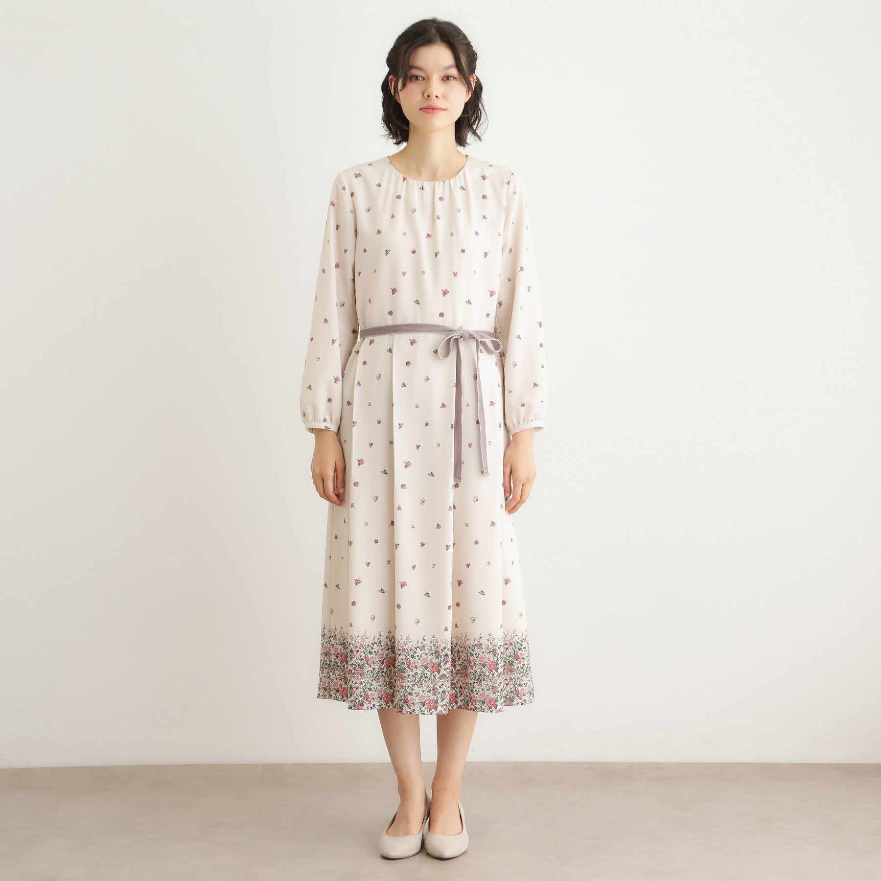 ローラ アシュレイ LAURA ASHLEY 【洗える/同柄アイテムあり】ライリー バタフライズ柄 ワンピース (ベージュ(152)) ベージュ(152)