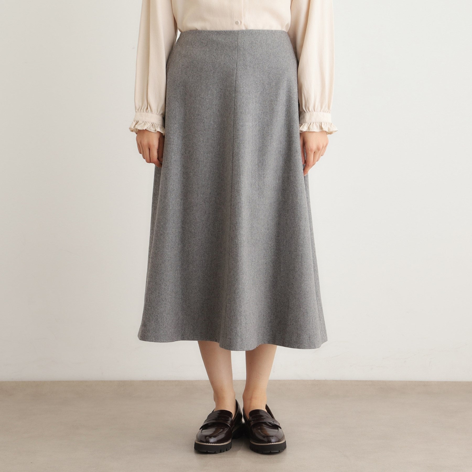 ローラ アシュレイ LAURA ASHLEY 【ウール混】フレアスカート (ライトグレー(011)) ライトグレー(011)