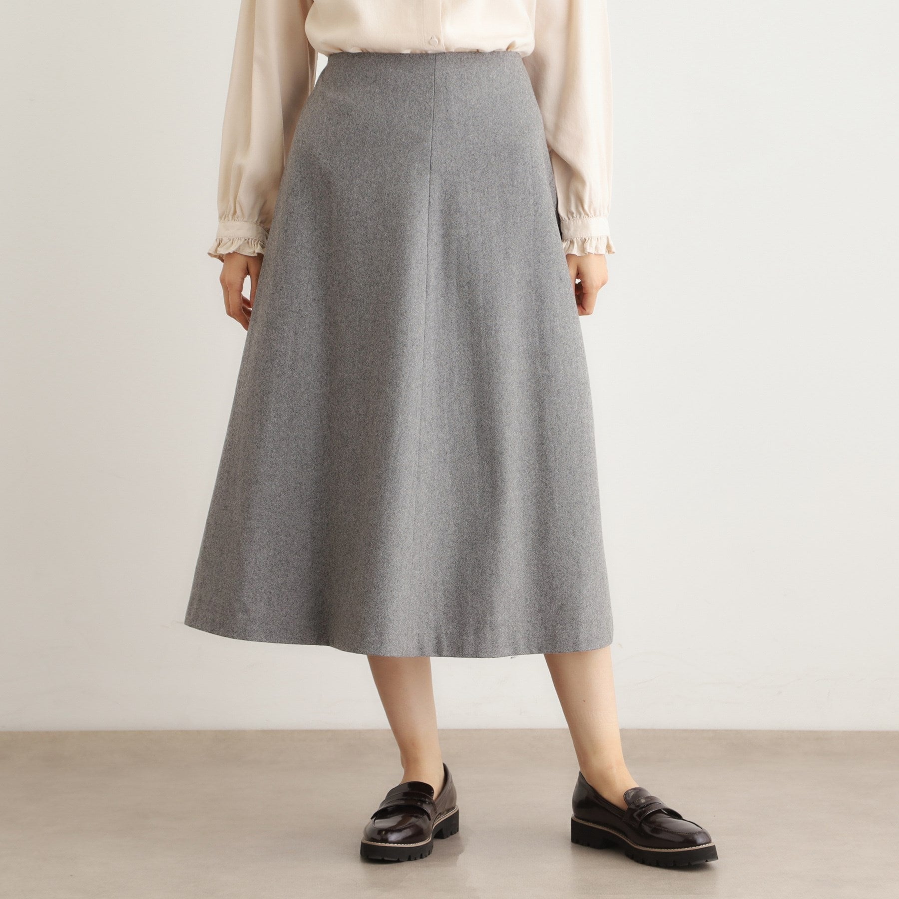 ローラ アシュレイ LAURA ASHLEY 【ウール混】フレアスカート (ライトグレー(011)) ライトグレー(011)