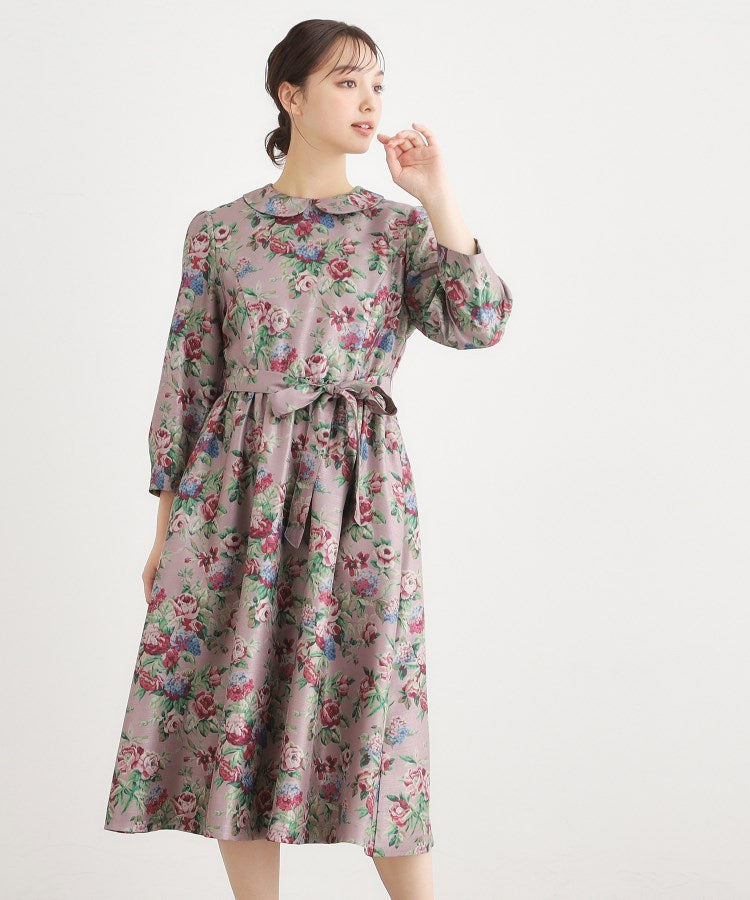 ローラ アシュレイ LAURA ASHLEY 【WEB限定/9分袖/M_LL 3サイズ】ペンブリー柄 シャンタンワンピース (ピンク(175)) ピンク(175)