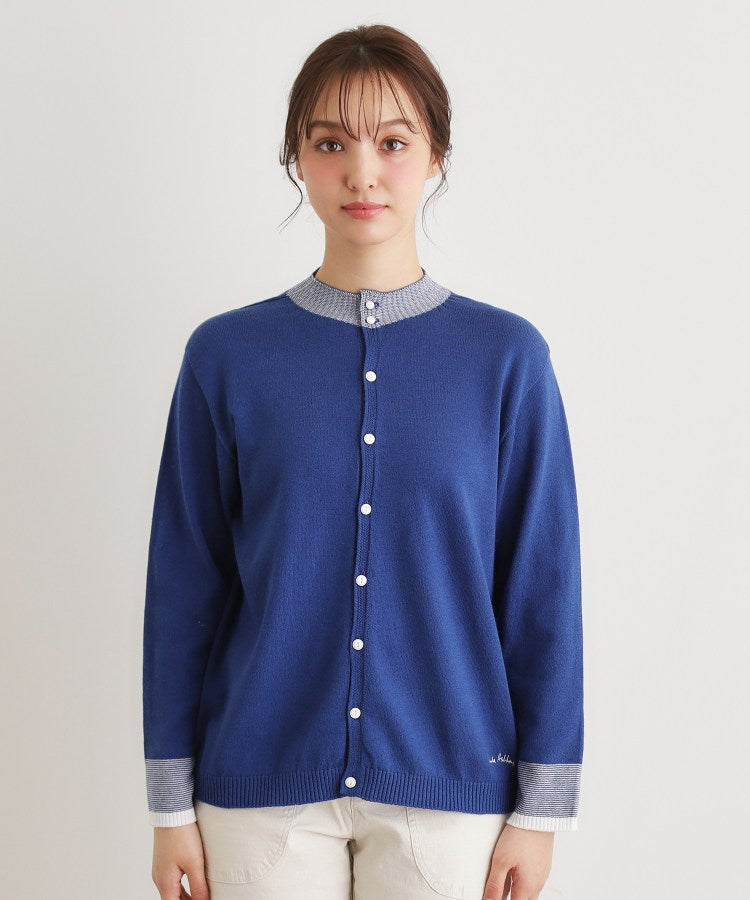 ローラ アシュレイ LAURA ASHLEY 【人気デザイン!日本製/ロゴ刺繍入り/ワンマイルウエア】コットン ニットカーディガン (グリーン(322)) グリーン(322)