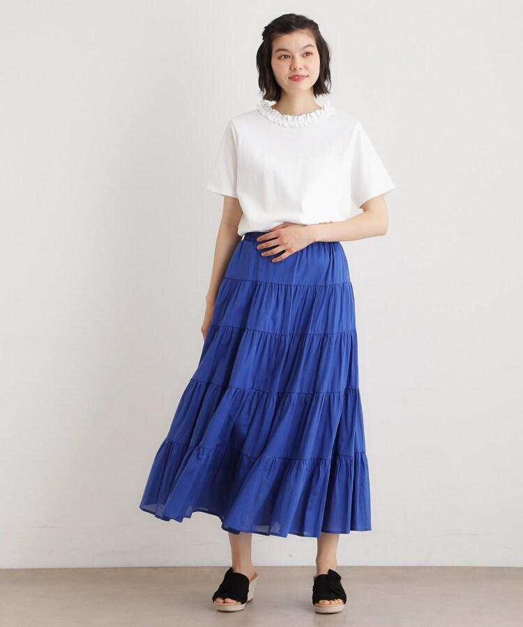 ローラ アシュレイ LAURA ASHLEY 【前後2WAY/洗える/コットン100%/日本製/定番人気!】フリルネックカットソー (ネイビー(094)) ネイビー(094)