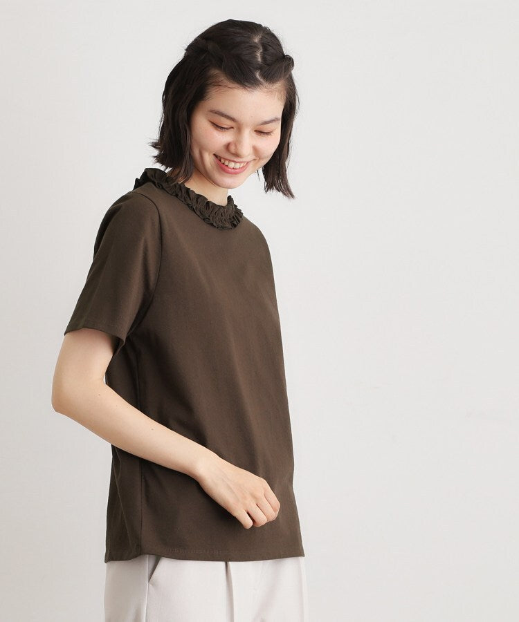 ローラ アシュレイ LAURA ASHLEY 【前後2WAY/洗える/コットン100%/日本製/定番人気!】フリルネックカットソー (ネイビー(094)) ネイビー(094)