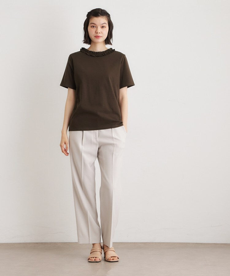 ローラ アシュレイ LAURA ASHLEY 【前後2WAY/洗える/コットン100%/日本製/定番人気!】フリルネックカットソー (ネイビー(094)) ネイビー(094)