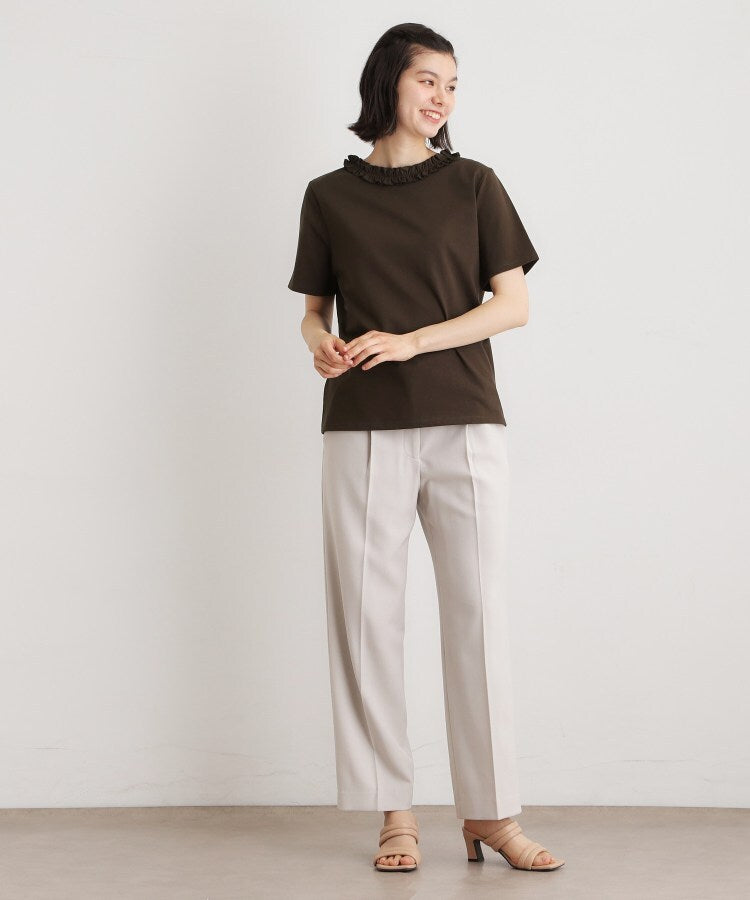 ローラ アシュレイ LAURA ASHLEY 【前後2WAY/洗える/コットン100%/日本製/定番人気!】フリルネックカットソー (ネイビー(094)) ネイビー(094)