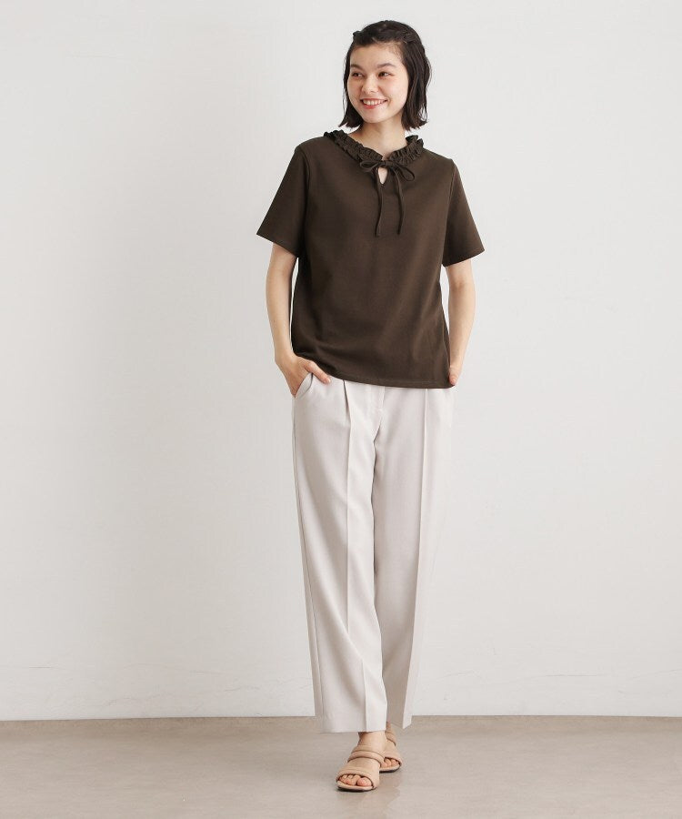 ローラ アシュレイ LAURA ASHLEY 【前後2WAY/洗える/コットン100%/日本製/定番人気!】フリルネックカットソー (ネイビー(094)) ネイビー(094)