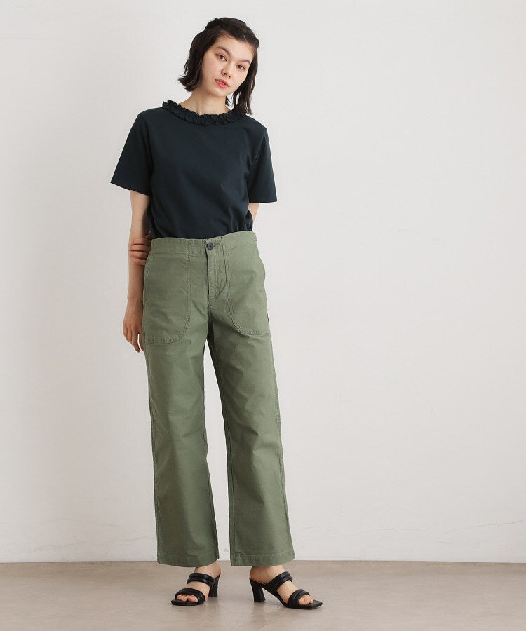 ローラ アシュレイ LAURA ASHLEY 【前後2WAY/洗える/コットン100%/日本製/定番人気!】フリルネックカットソー (ネイビー(094)) ネイビー(094)