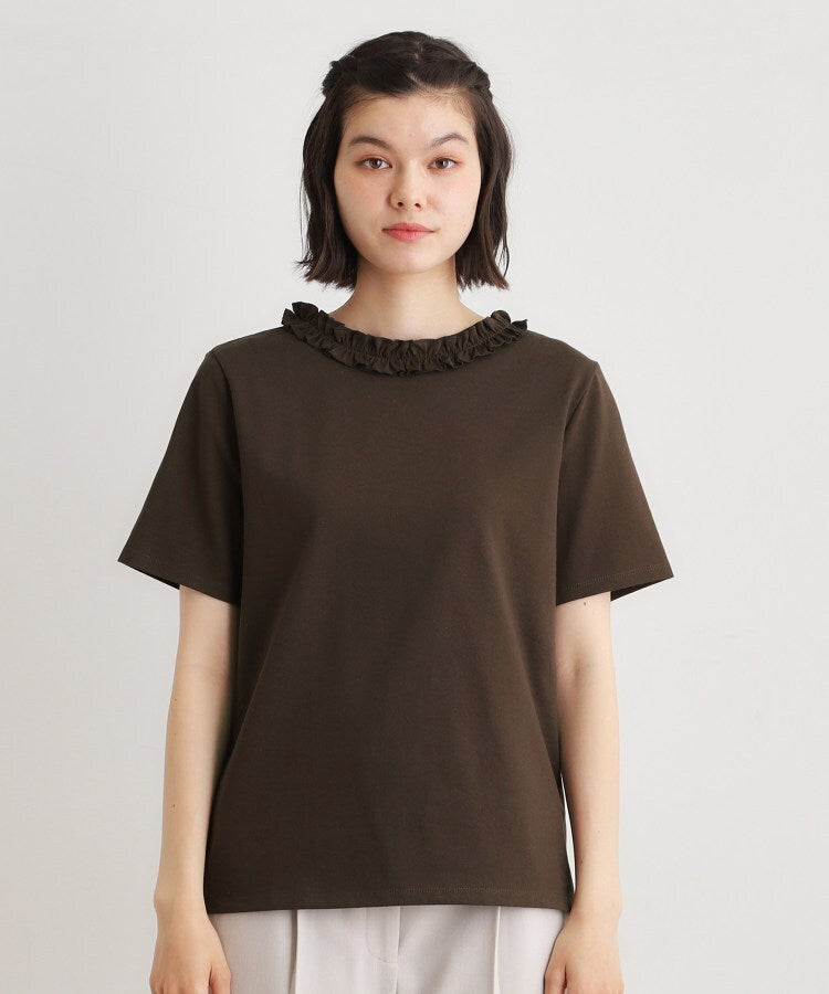 ローラ アシュレイ LAURA ASHLEY 【前後2WAY/洗える/コットン100%/日本製/定番人気!】フリルネックカットソー (ネイビー(094)) ネイビー(094)