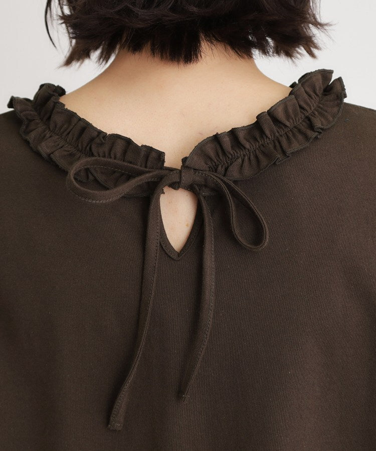 ローラ アシュレイ LAURA ASHLEY 【前後2WAY/洗える/コットン100%/日本製/定番人気!】フリルネックカットソー (ネイビー(094)) ネイビー(094)
