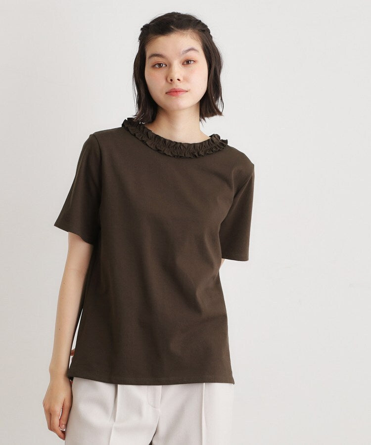ローラ アシュレイ LAURA ASHLEY 【前後2WAY/洗える/コットン100%/日本製/定番人気!】フリルネックカットソー (ネイビー(094)) ネイビー(094)