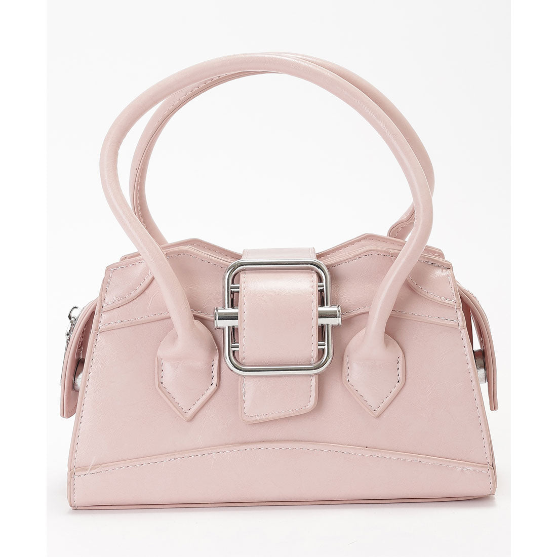 レースレディース Lace Ladies レザー調 ビッグ ベルト付き 2WAY ハンドバッグ (シルバー) シルバー