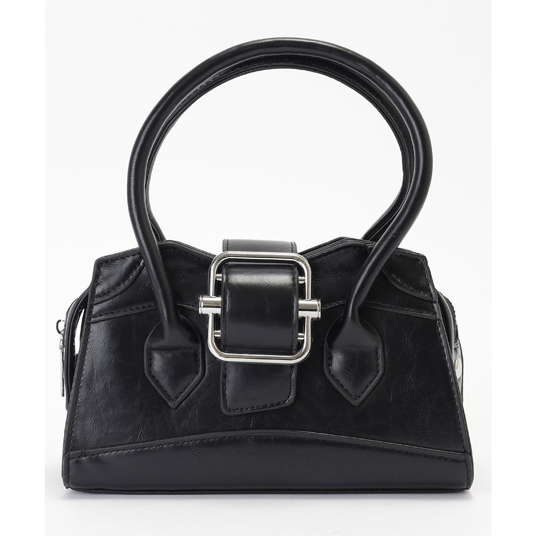 レースレディース Lace Ladies レザー調 ビッグ ベルト付き 2WAY ハンドバッグ (シルバー) シルバー