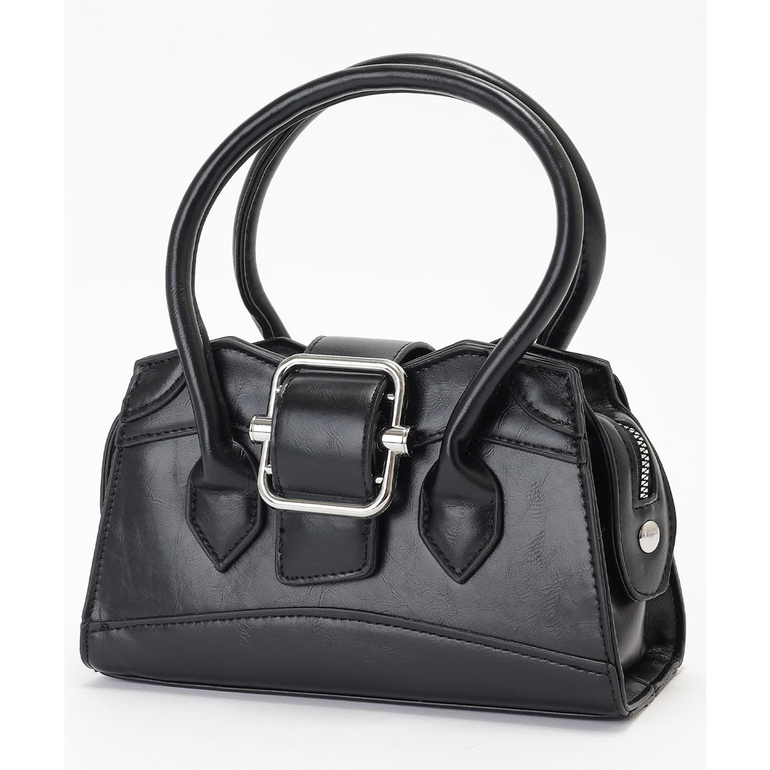 レースレディース Lace Ladies レザー調 ビッグ ベルト付き 2WAY ハンドバッグ (シルバー) シルバー