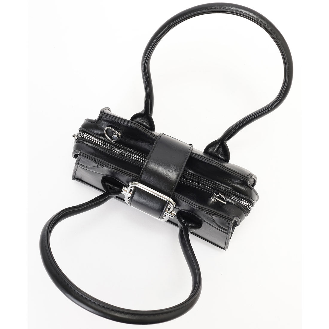 レースレディース Lace Ladies レザー調 ビッグ ベルト付き 2WAY ハンドバッグ (シルバー) シルバー