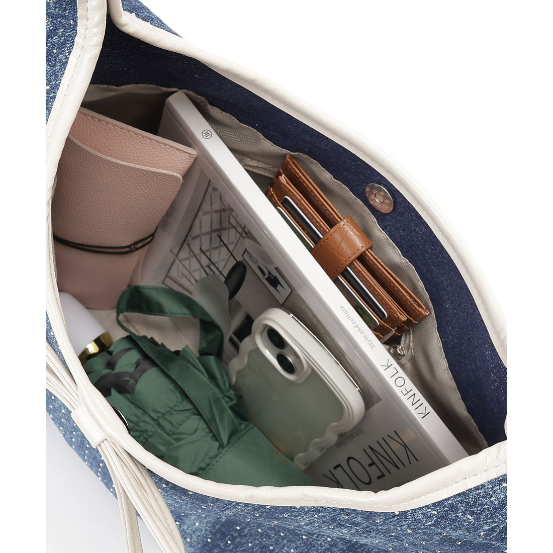 レースレディース Lace Ladies ビッグリボン レザー調 パイピング ワンショルダー トートバッグ (ブルー) ブルー