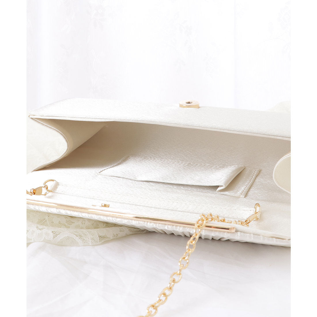 レースレディース Lace Ladies ウエーブ フラップ スクエア パーティー バッグ (ブラック) ブラック