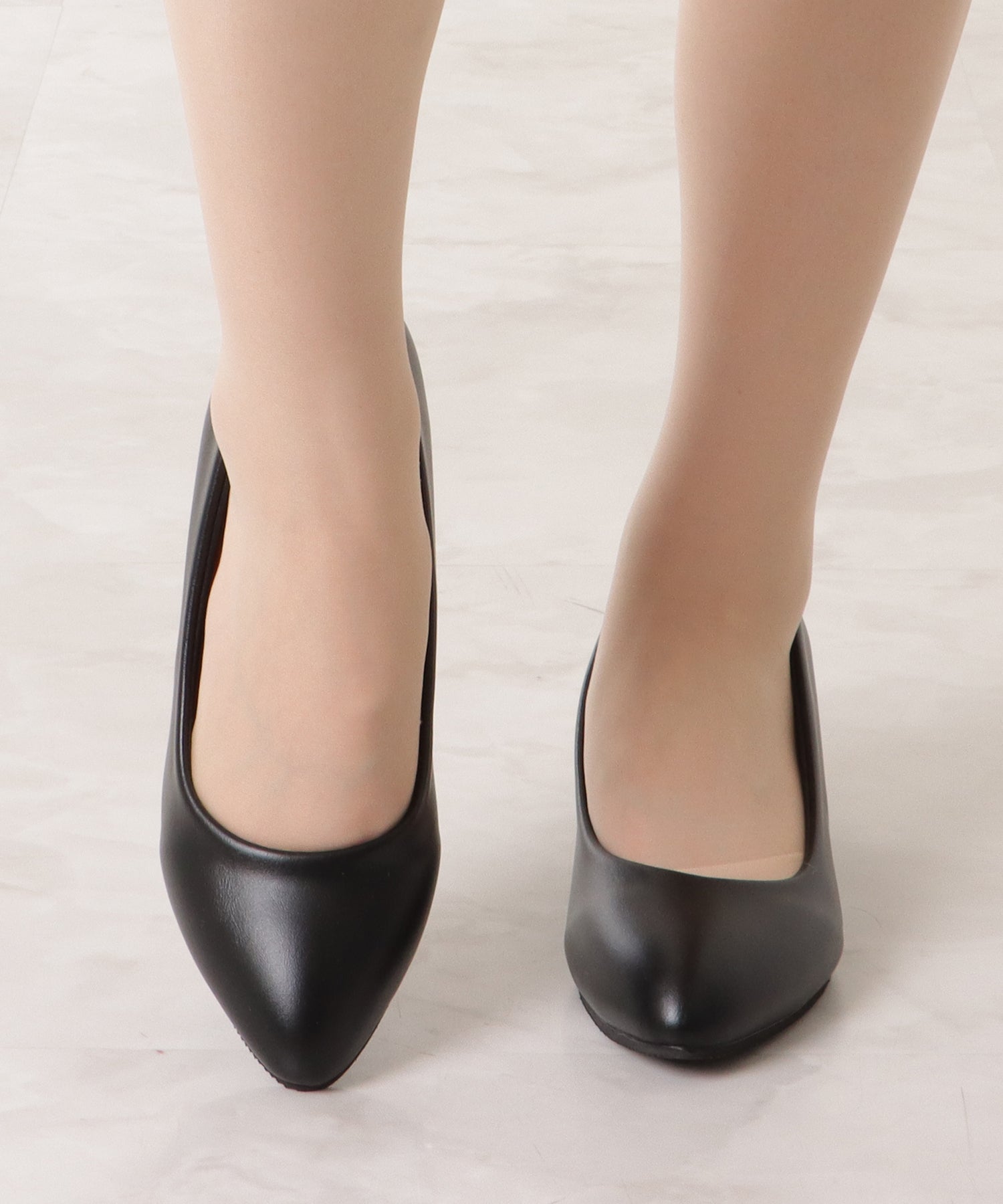 レースレディース Lace Ladies 【選べるヒール3タイプ】ポインテッドプレーンパンプス (ブラック(5cm)) ブラック(5cm)