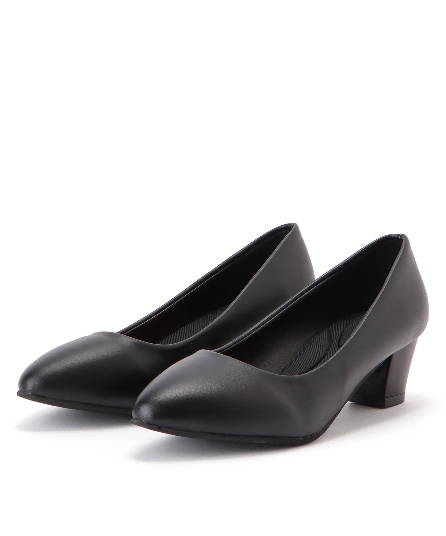 レースレディース Lace Ladies 【選べるヒール3タイプ】ポインテッドプレーンパンプス (ブラック(4cm)) ブラック(4cm)