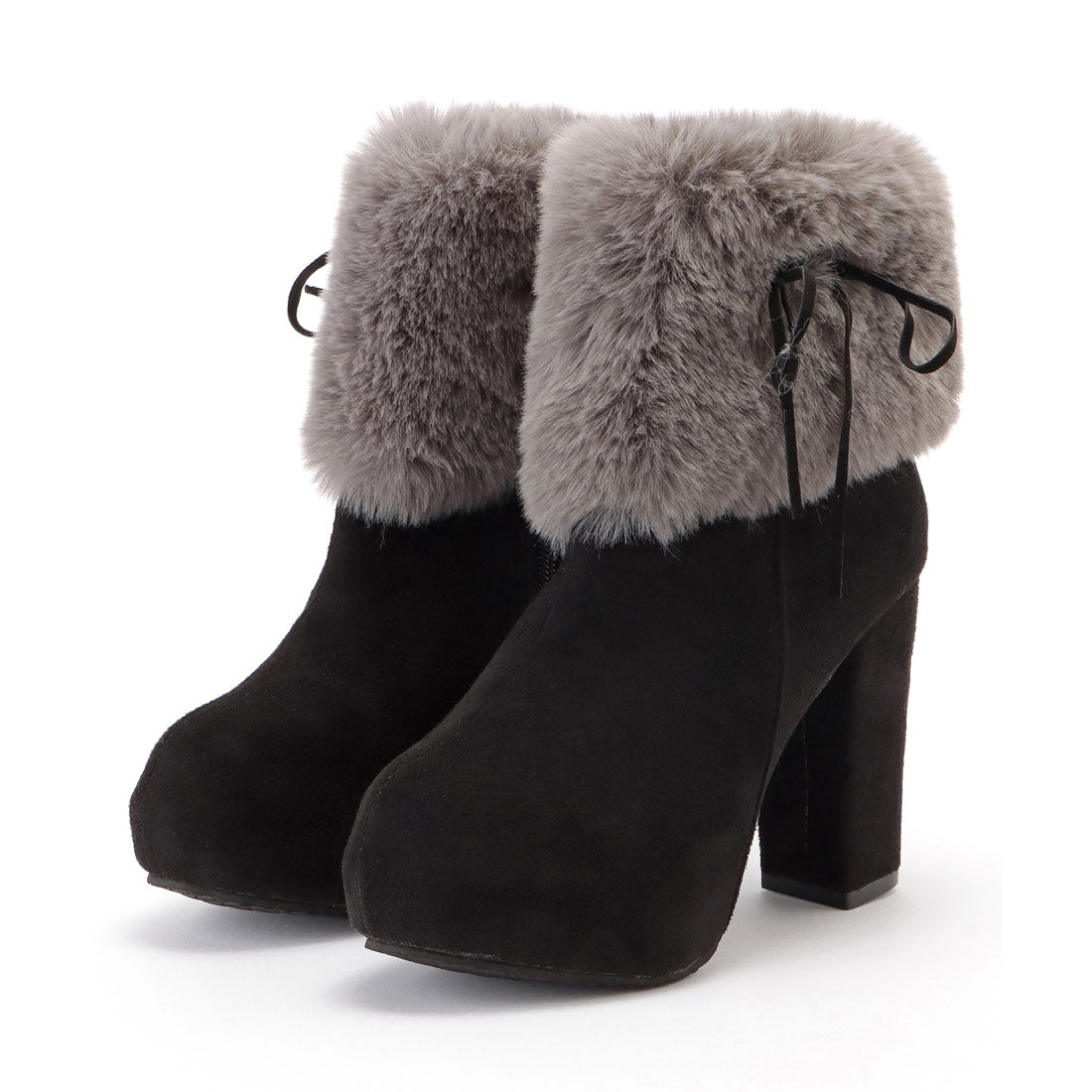 Lace Ladies Suede-like fur high heel short boots