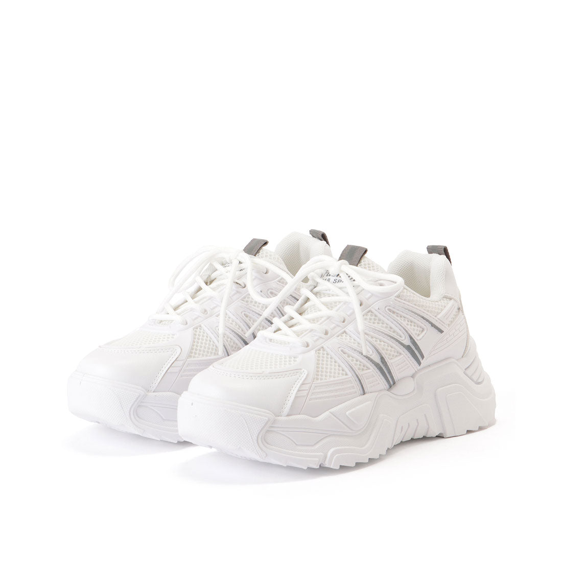 レースレディース Lace Ladies 配色ライン メッシュ ドッキング ウエッジ アグリーシューズ (ホワイト) ホワイト