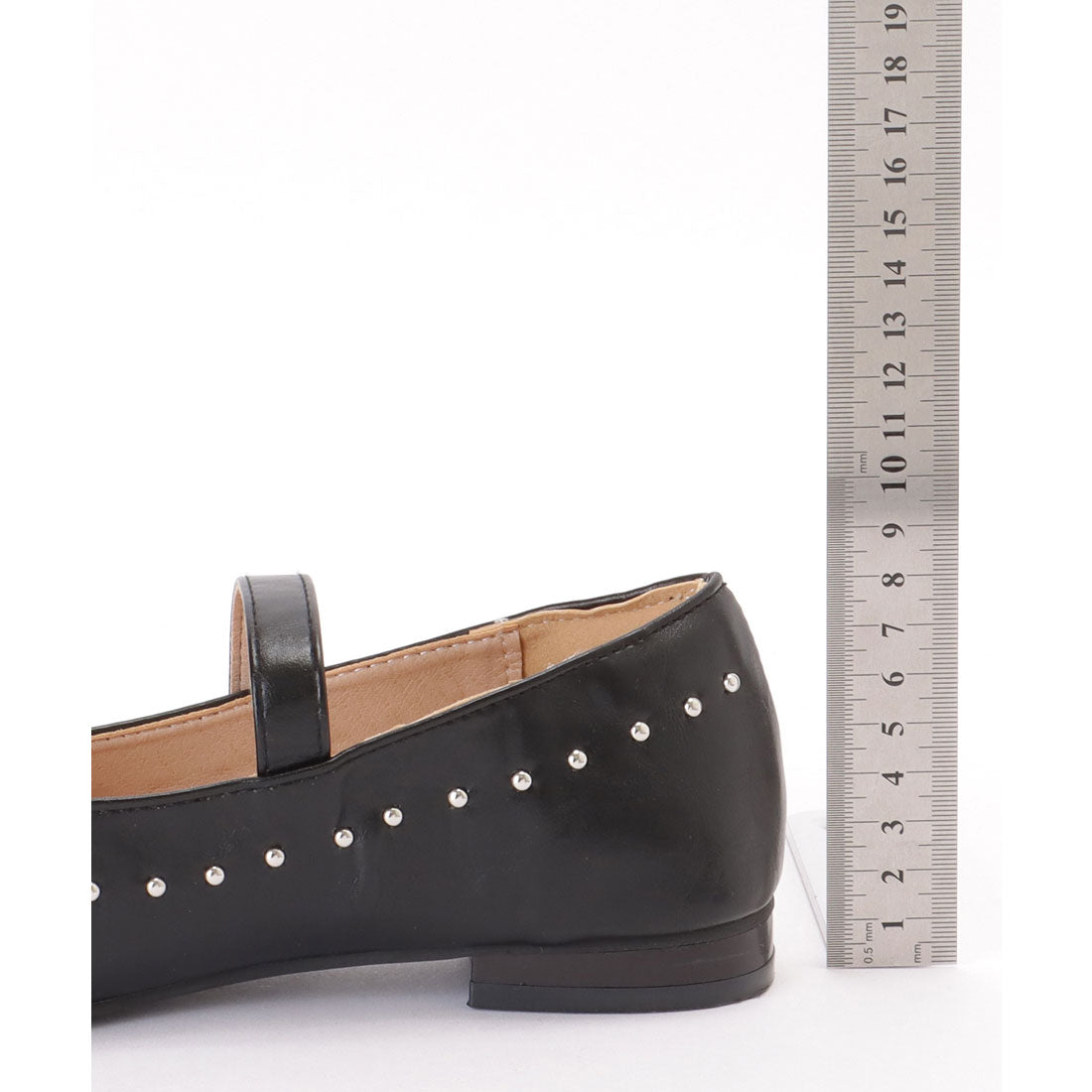 レースレディース Lace Ladies レザー調 スタッズ付き ラウンド ストラップ パンプス