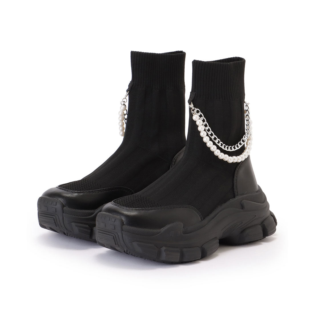 レースレディース Lace Ladies 2WAY パール アンクレット付きドッキング 厚底 ショート ブーツ