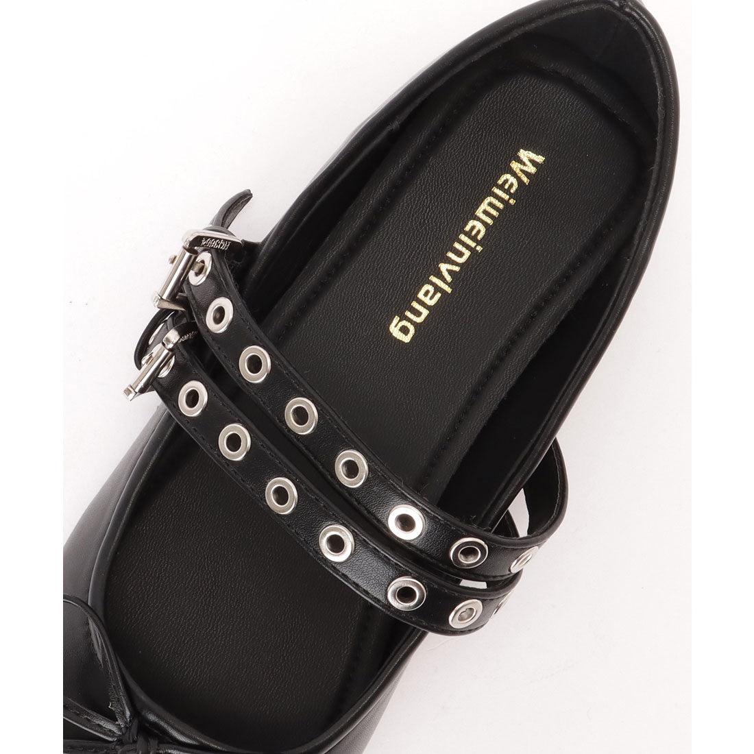 レースレディース Lace Ladies スクエアトゥ スタッズ ベルト フラット リボン パンプス