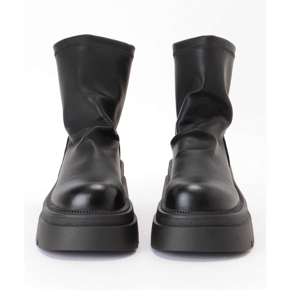 レースレディース Lace Ladies バックファスナー レザー調 厚底 ショート ブーツ