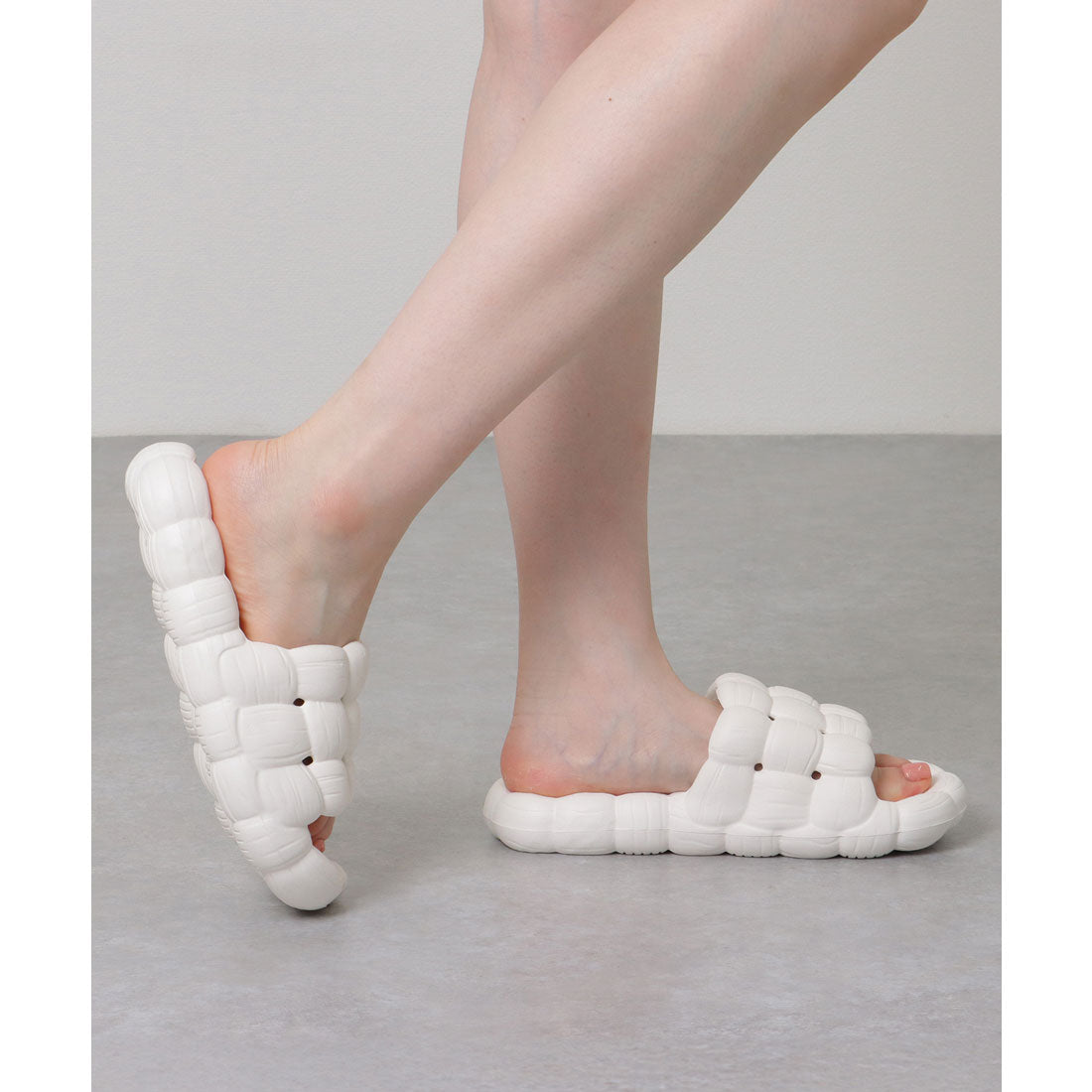 レースレディース Lace Ladies ソリッドカラー 立体 メッシュ フラット オープン サンダル