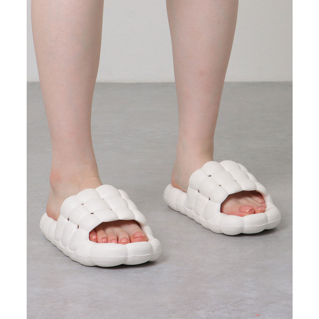 レースレディース Lace Ladies ソリッドカラー 立体 メッシュ フラット オープン サンダル