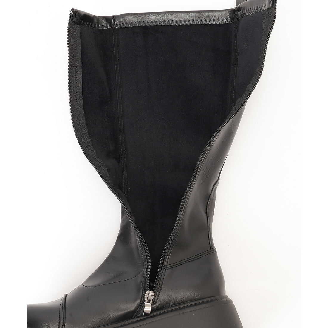 レースレディース Lace Ladies レザー調 厚底 タンクソール ロング ブーツ (ブラック) ブラック